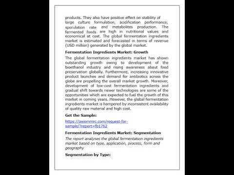 Fermentation Ingredients Market Growth, Trends and industry Analysis 2024